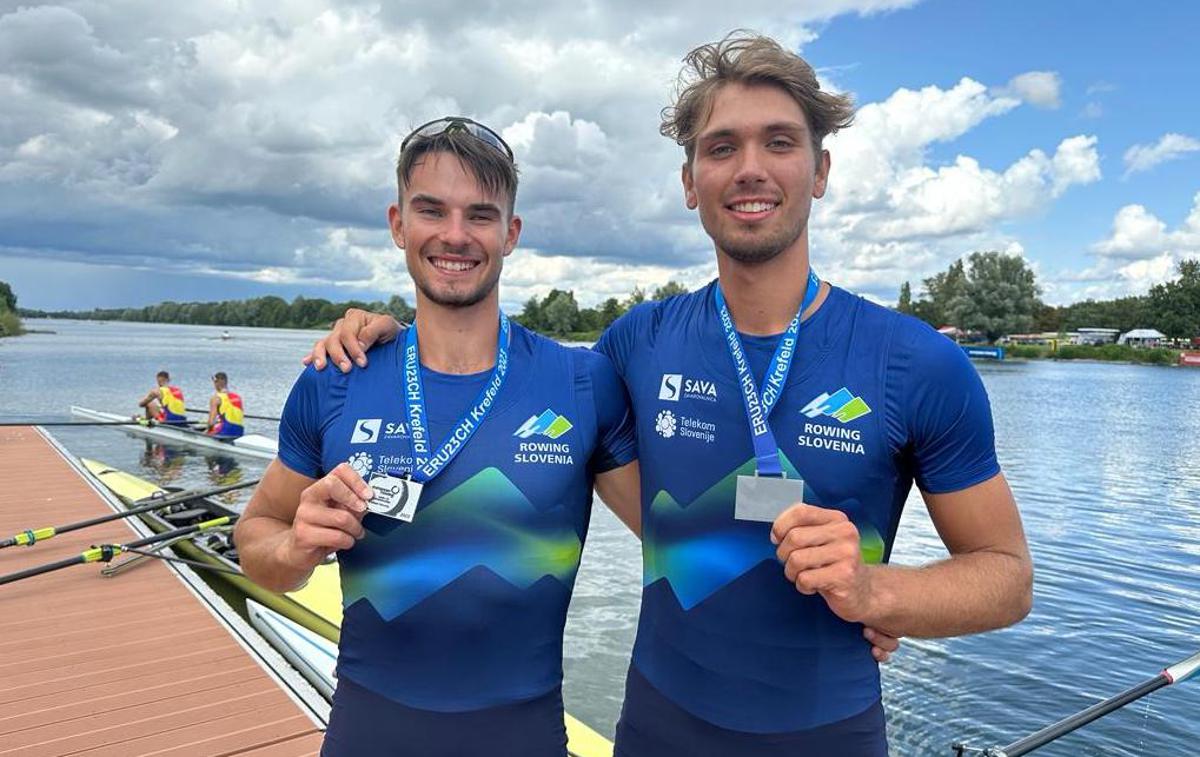 Jakob Brglez in Arne Završnik | Jakob Brglez in Arne Završnik sta osvojilo srebrno odličje. | Foto Veslaška zveza Slovenije