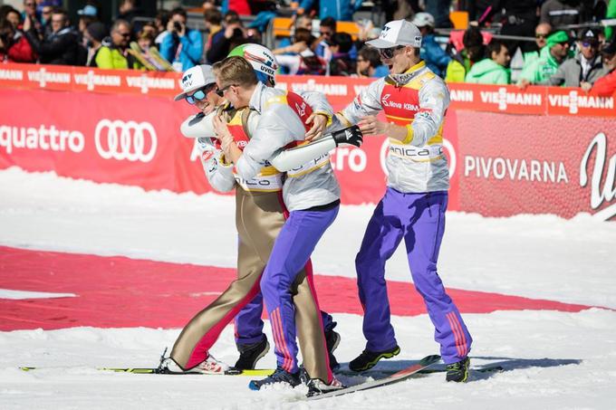 Veselje v norveškem taboru, ki so utrdili svoj primat v pokalu narodov. | Foto: Vid Ponikvar