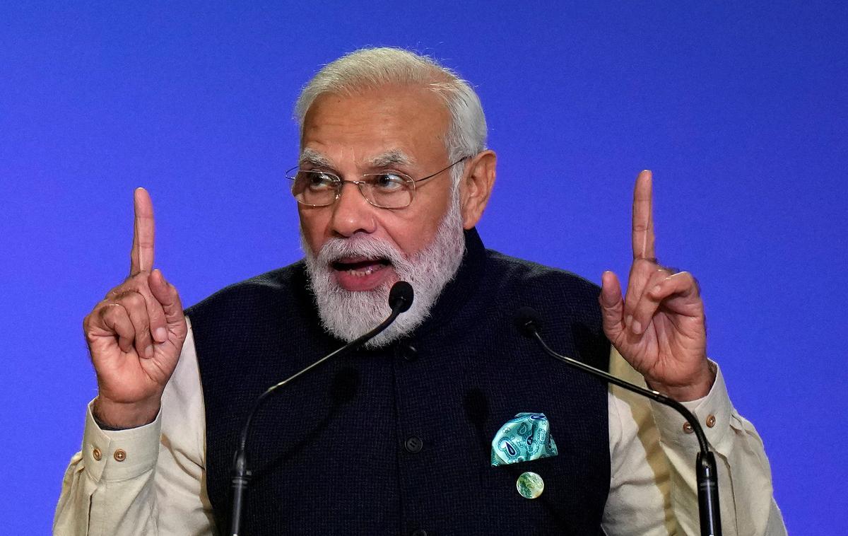 Narendra Modi | Narendra Modi je napovedal tudi povečanje ciljne inštalirane kapacitete za pridobivanje energije iz nefosilnih virov, zlasti sončne. | Foto Reuters