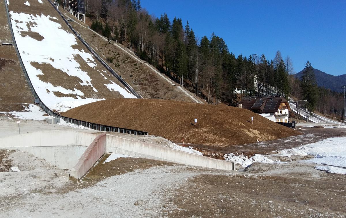 Planica | Skoraj devet tisoč kubičnih metrov snega so pokrili s sekanci in bo počakal do naslednje zime, ko bo Planica gostila svetovno prvenstvo v poletih.