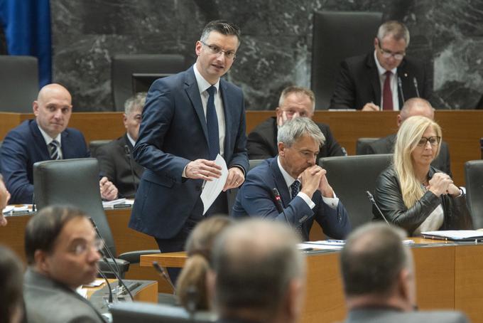 Državni zbor je proračuna za leti 2020 in 2021 sprejel z 49 glasovi za, proti je glasovalo 41 oziroma 40 poslancev. Na fotografiji premier Marjan Šarec. | Foto: STA ,