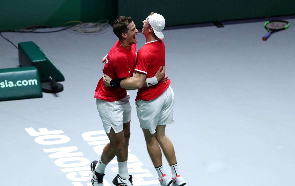 Vasek Pospisil, Denis Shapovalov | Vasek Pospisil in Denis Shapovalov sta Kanadi priborila odločilno zmago. | Foto Reuters