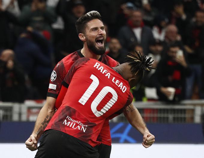 Olivier Giroud je zadel za vodstvo AC Milana z 2:1. Zaostajali so z 0:1. | Foto: Reuters