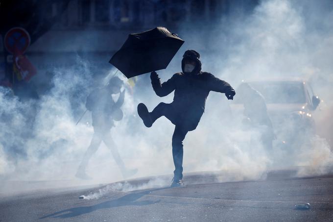 Protesti proti pokojninski reformi v Nantesu, ki so bili 7. februarja letos. | Foto: Guliverimage/Vladimir Fedorenko