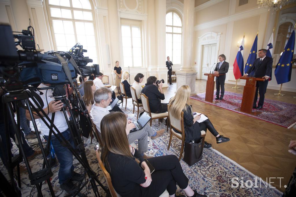 Posvet z vodji poslanskih skupin: Borut Pahor, Robert Golob.