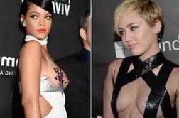 Miley in Rihanna na dobrodelni večerji kazali prsi