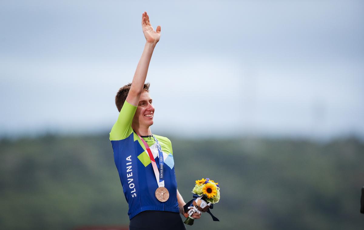 Tadej Pogačar, olimpijske igre Tokio | Tadej Pogačar je poskrbel za prvo slovensko olimpijsko kolajno v kolesarstvu, sicer pa že 41. skupno. | Foto Anže Malovrh/STA