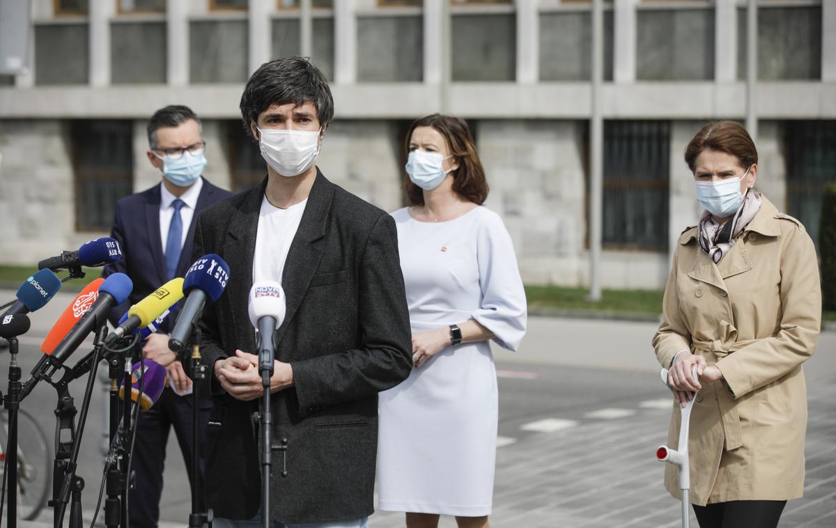 Luka Mesec, Marjan Šarec, Tanja Fajon, Alenka Bratušek | Foto STA