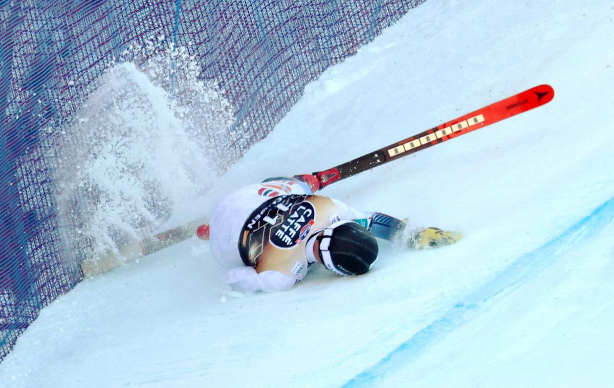 Aleksander Aamodt Kilde | V zaščitno mrežo je zletel pri hitrosti 120 kilometrov na uro. | Foto Reuters