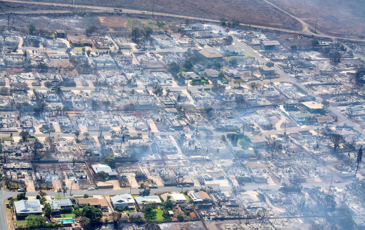 Lahaina, Maui, Havaji, požar | Glede na raziskavo Nacionalnega združenja za zaščito pred požari je požar v Lahaini peti najsmrtonosnejši v zgodovini ZDA in najhujši od požara v Cloquetu leta 1918, ki je pustošil po Minnesoti. | Foto Guliverimage