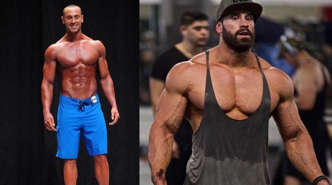 Bradley Martyn, 31-letni ameriški vplivnež iz sveta fitnesa, ki mu na družbenih omrežjih Facebook in Instagram sledi šest milijonov ljudi, je imel po šestih letih treninga leta 2012 (levo) že precej dobro izklesano postavo. V naslednjih letih (desna fotografija je nastala leta 2016) je nato dobesedno eksplodiral in postal približno tako obsežen kot legendarni Arnold Schwazenegger v 70. letih prejšnjega stoletja, ko je zmagoval na elitnih tekmovanjih v bodibildingu Mr. Olympia. Takšna preobrazba bi bila brez uporabe anabolnih steroidov tako rekoč nemogoča.  | Foto: Instagram / Bradley Martyn