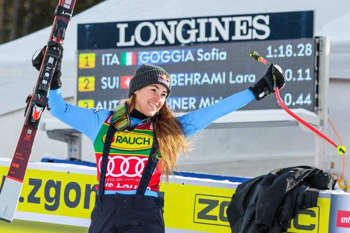 Sofia Goggia | Italijanka Sofia Goggia je postala tretja smučarka v zgodovini, ki je v Lake Louisu nanizala tri zaporedne zmage v isti sezoni. | Foto Reuters