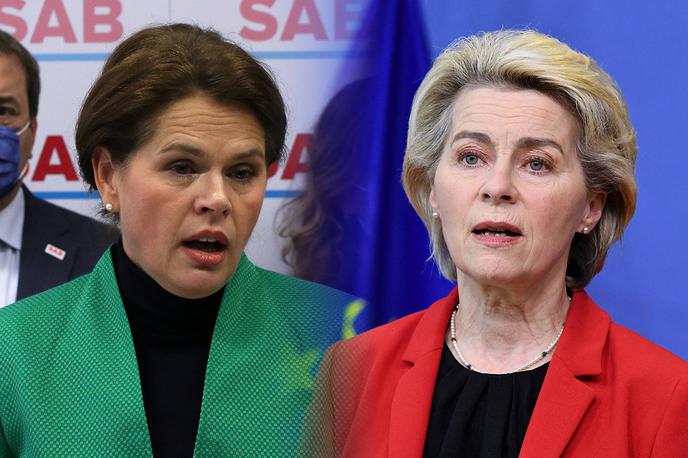 Alenka Bratušek. Ursula von der Leyen | Predsednica Evropske komisije Ursula von der Leyen očitno nima zasebnosti pri komuniciranju s sporočili SMS, kadar ta vsebujejo informacije o ključnih političnih odločitvah. Ravno nasprotno je v Sloveniji, kjer so tudi vrhovni sodniki v primeru Alenke Bratušek in fotoreporterja Janija Božiča stopili na stran politike, ne javnosti. | Foto STA/Reuters