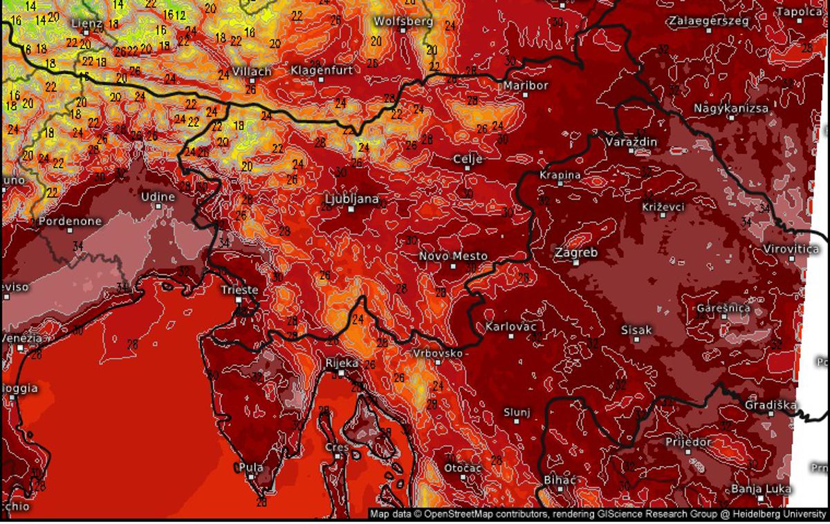 karta, napoved vreme | Napoved temperatur za danes | Foto meteologix