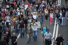 Protest nasprotnikov pogojev PCT v Ljubljani dne 29.9.2021